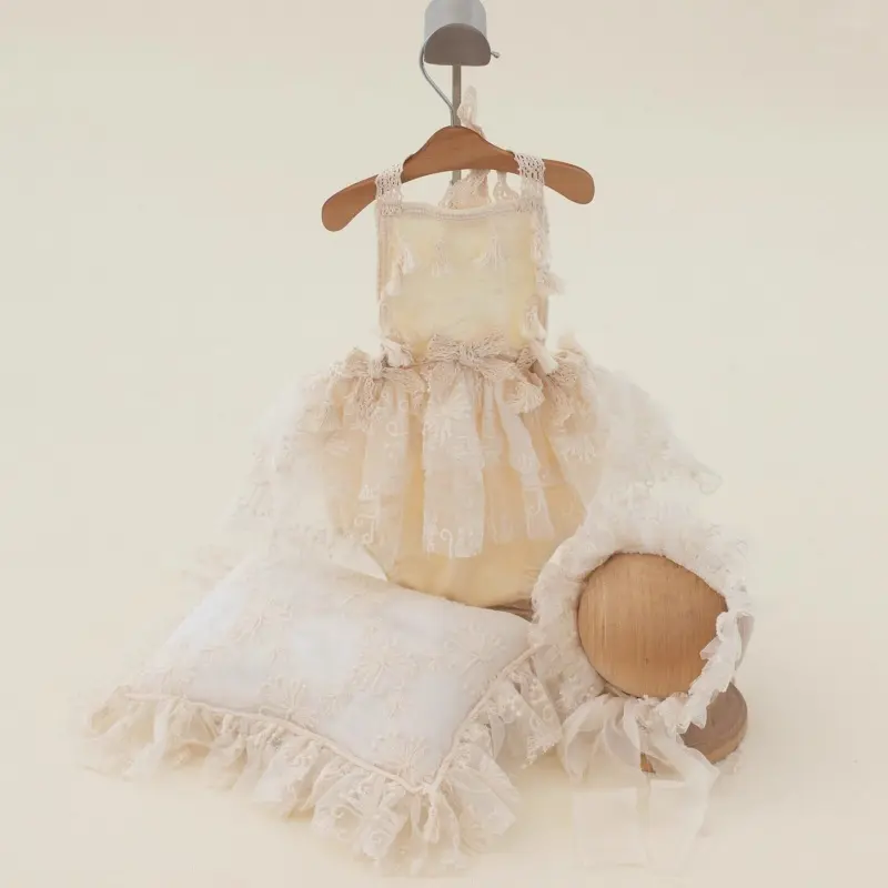 Embroidery Lace Dress Pillow Set - Baby Girl Newborn Photography Outfit - Image 3